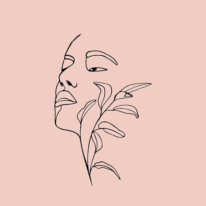 Πίνακας σε καμβά Line Art Face in Pink